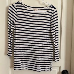 J.Crew XXS Wide Neck Navy Striped Tee